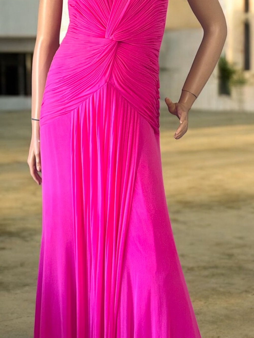 Sue Wong Grecian gauze Halter Backless Maxi Dress train nocturne - Picture 2 of 7
